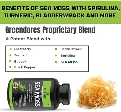 Greendorse Irish Sea Moss 7-in-1 with Spirulina & Bladderwrack Capsules – Ayurvedic Herb