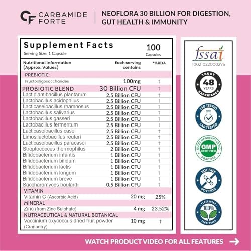 Carbamide Forte Probiotics + Prebiotics 60 Veg 30Billion Capsules 60 – Ayurvedic Herb