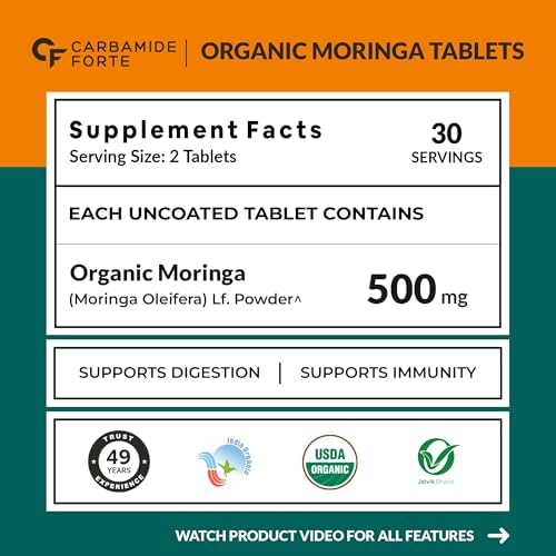 Carbamide Forte Organic Moringa 1000mg Tablets – Moringa oleifera
