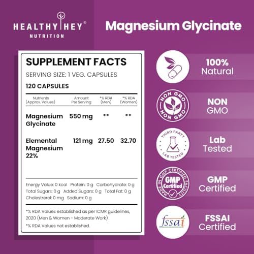 HealthyHey Nutrition Magnesium Glycinate Capsules – Vegetarian Mineral
