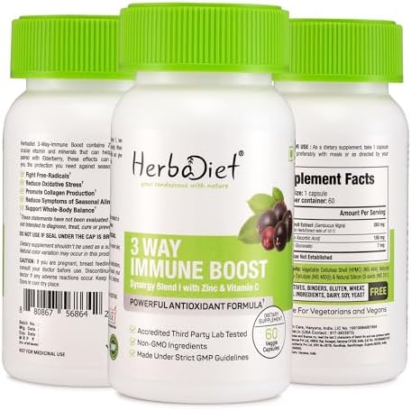 Herbadiet Elderberry with Vitamin C & Zinc Capsules – Sambucus nigra