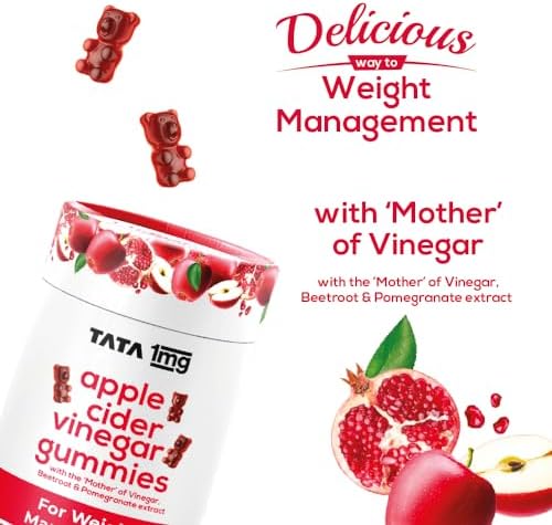 Tata 1mg Apple Cider Vinegar Gummies with Mother & Beetroot Gummies 30 – Ayurvedic Herb