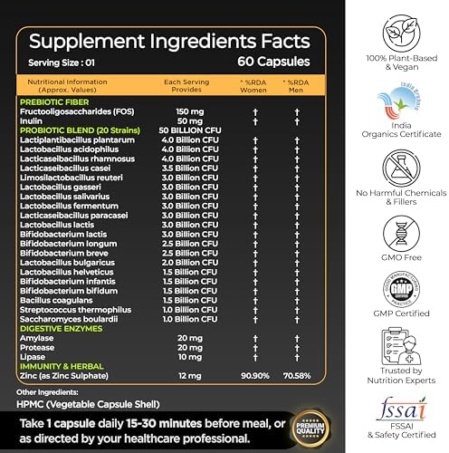 Health Veda Probiotics CFU 50Billion Capsules – Ayurvedic Herb