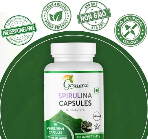 Grenera Spirulina 1000mg Capsules 90 – Arthrospira platensis