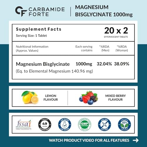 Carbamide Forte Magnesium Bisglycinate Effervescent 1000mg Tablets – Vegetarian Mineral