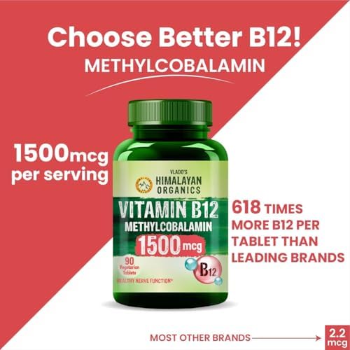 Himalayan Organics Methylcobalamin Vitamin B12 1500mcg Tablets – Vitamin Supplement