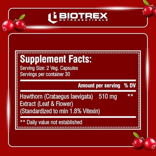 Biotrex Hawthorn Berry 510mg Capsules 60 – Ayurvedic Herb