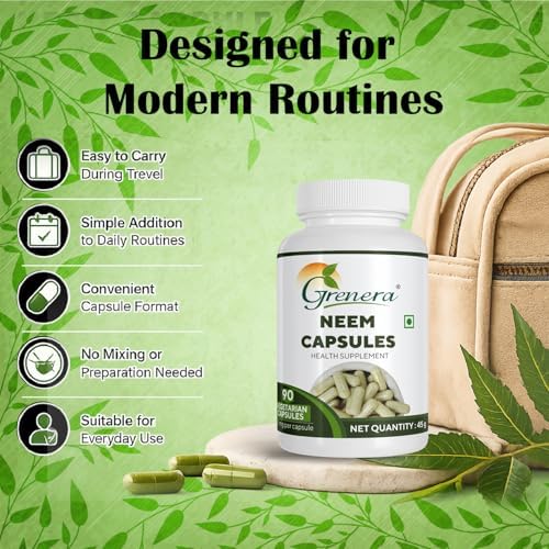 Grenera Neem & Turmeric Capsules Combo Capsules – Azadirachta indica
