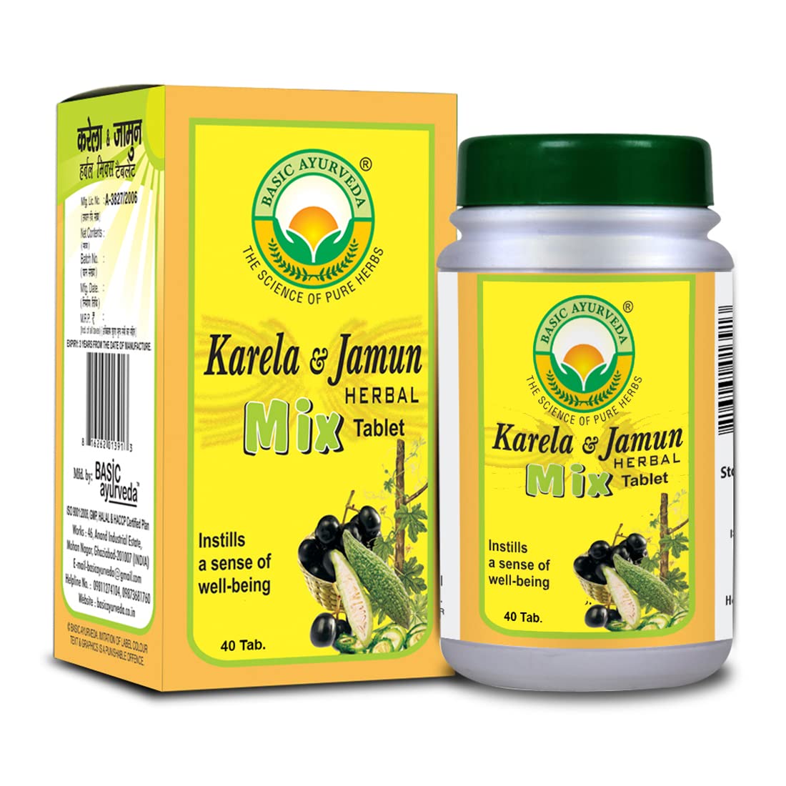 Basic Ayurveda Karela & Jamun Herbal Mix Tablets 40 – Momordica charantia