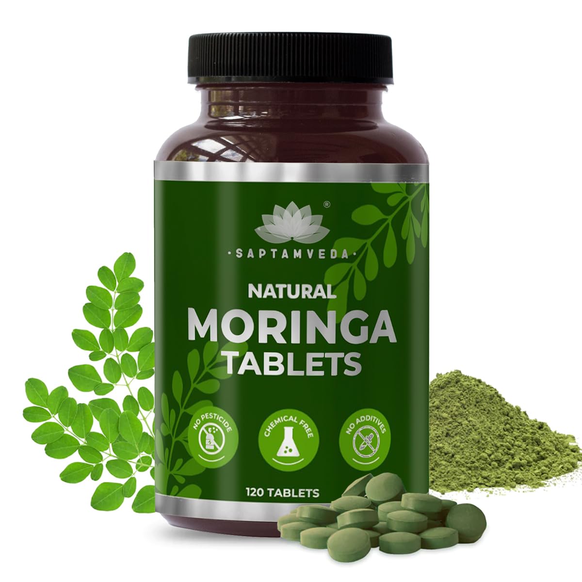 SAPTAMVEDA Organic Moringa 500mg Tablets 240 – Moringa oleifera