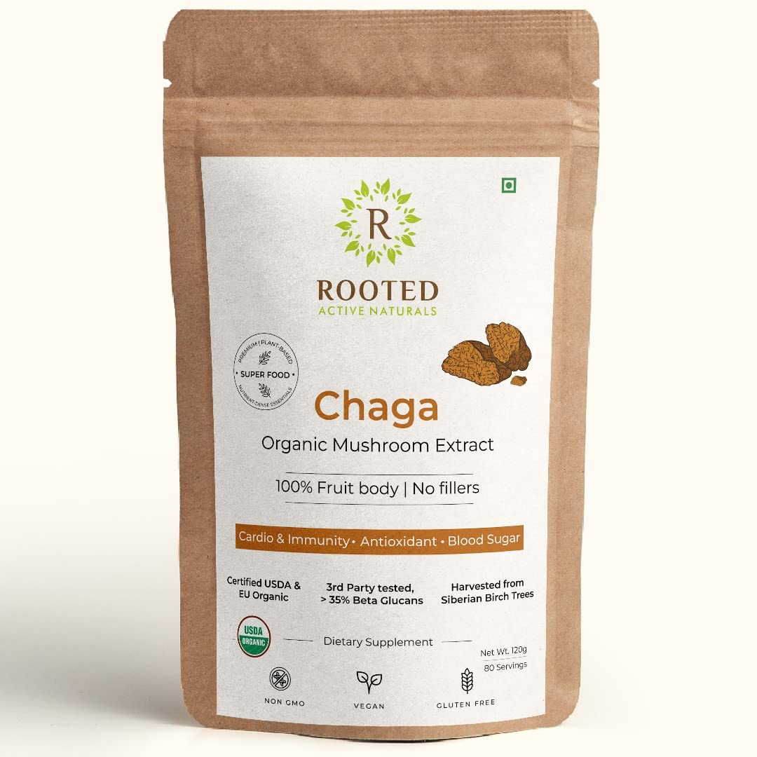 Rooted Actives Siberian Chaga Mushroom Capsules – Inonotus obliquus