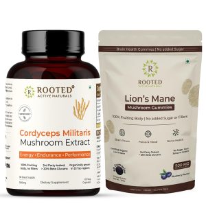 Rooted Lion's Mane Gummies + Cordyceps Capsules Combo Capsules – Hericium erinaceus