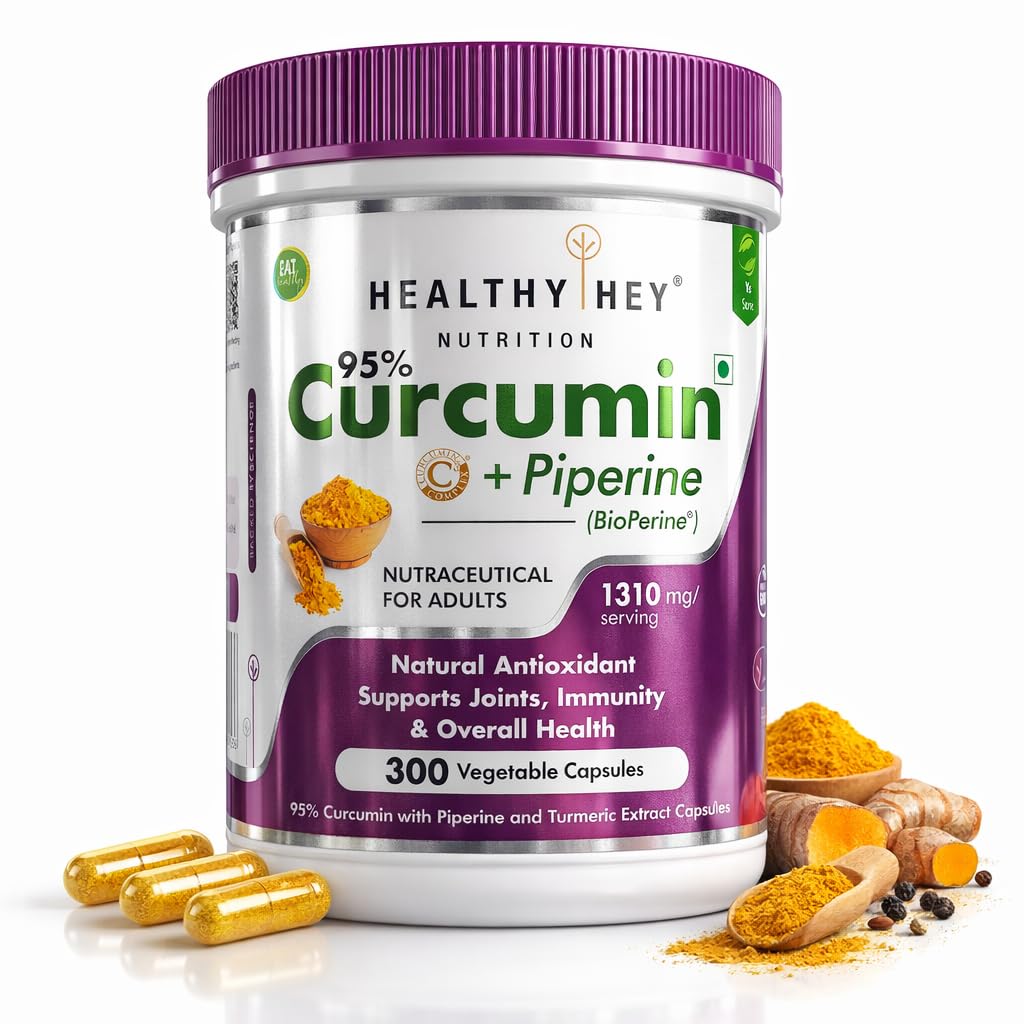 HealthyHey Nutrition Curcumin with Bioperine Capsules – Curcuma longa