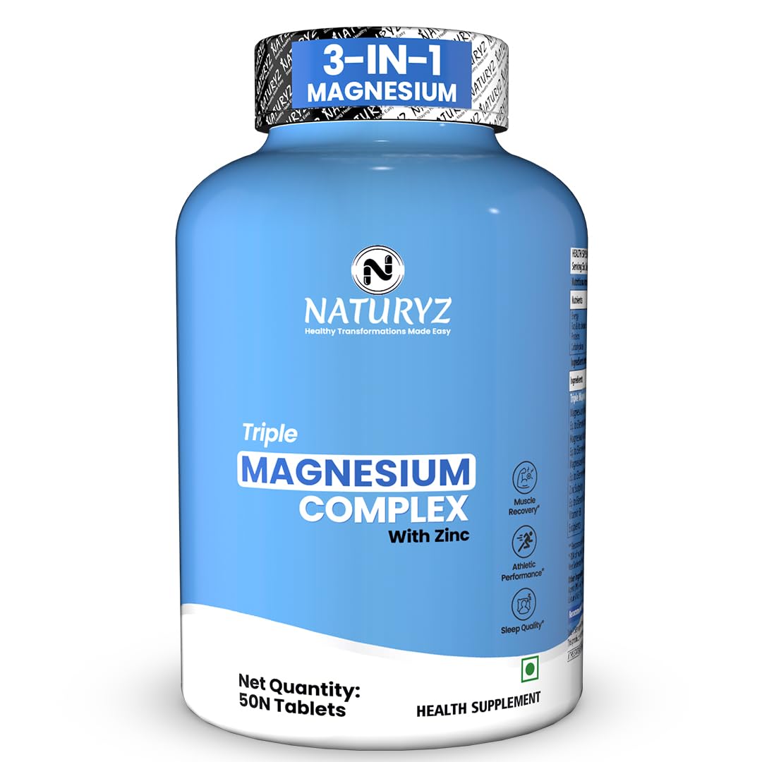 Naturyz Triple 3-in-1 Magnesium Complex + Zinc 1736mg Tablets – Vegetarian Mineral
