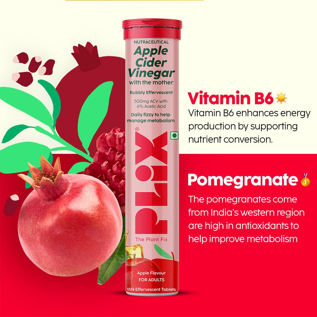 Plix Apple Cider Vinegar Effervescent Tablets with Mother Tablets 15 – Ayurvedic Herb