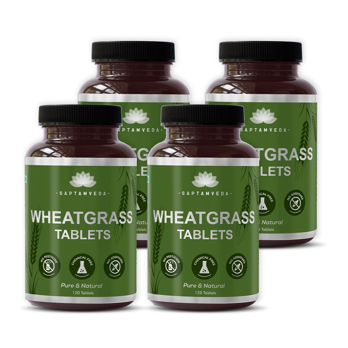 SAPTAMVEDA Organic Wheat Grass Tablets 120 – Triticum aestivum