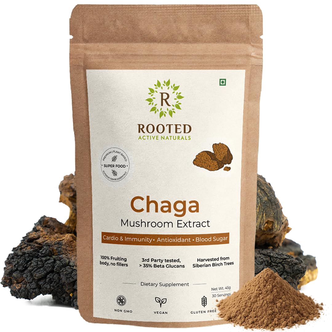 Rooted Actives Siberian Chaga Mushroom Capsules – Inonotus obliquus