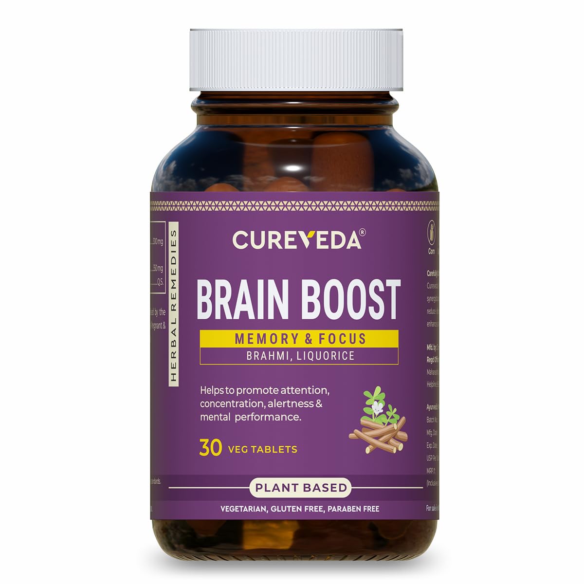 Cureveda Brahmi Ayurvedic Tablets 60 Tablets 60 – Bacopa monnieri