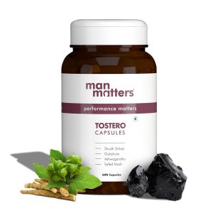 Man Matters Shilajit with Ashwagandha, Gokshura & Safed Musli Capsules – Withania somnifera
