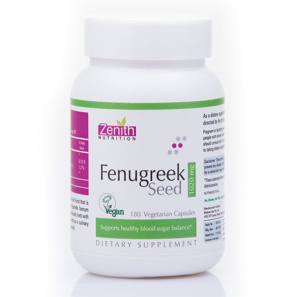Zenith Nutrition Fenugreek Seed 1020mg Capsules 120 – Trigonella foenum
