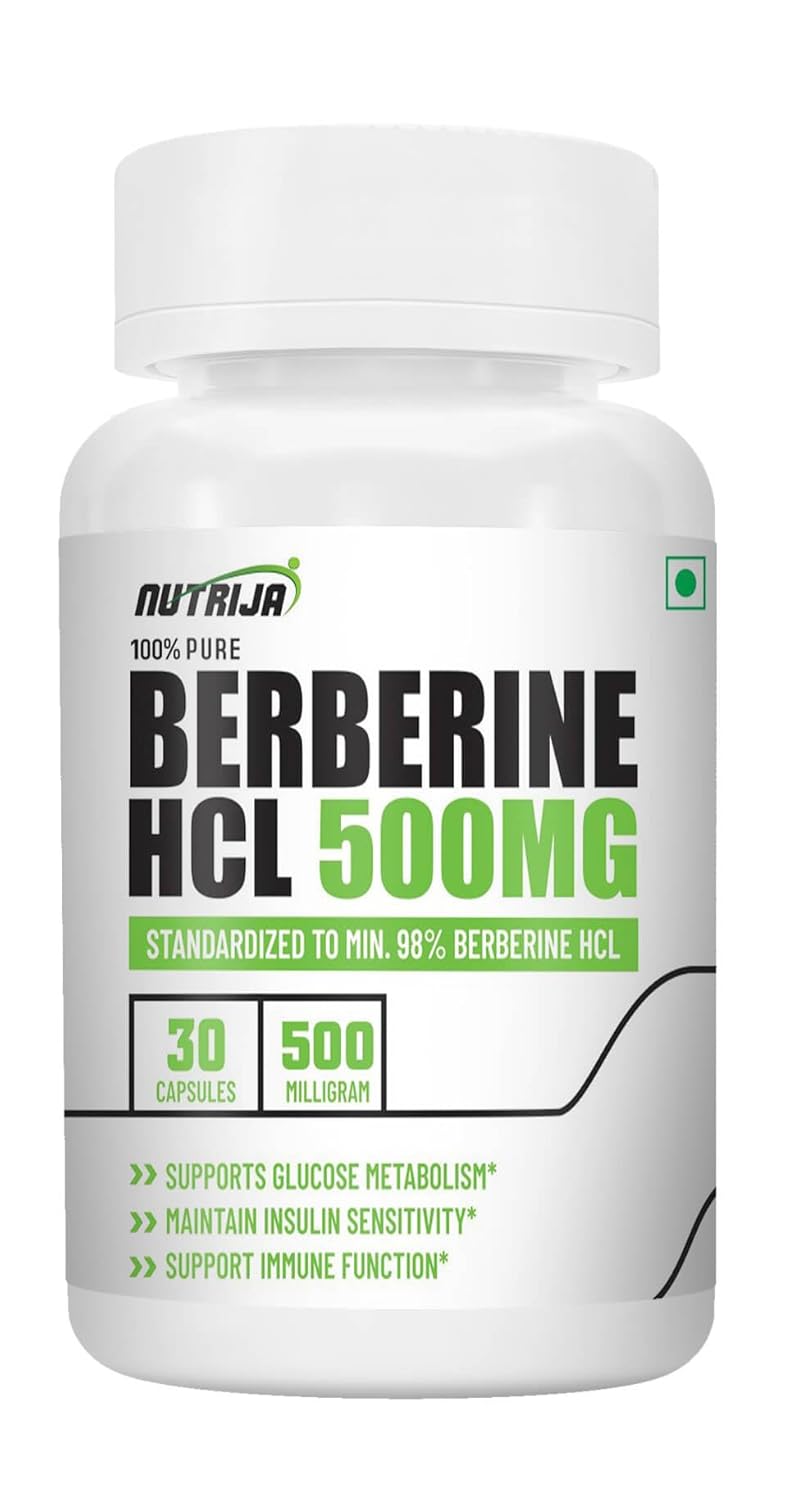NutriJa Berberine HCL 98% Purified 500mg Capsules 30 – Ayurvedic Herb