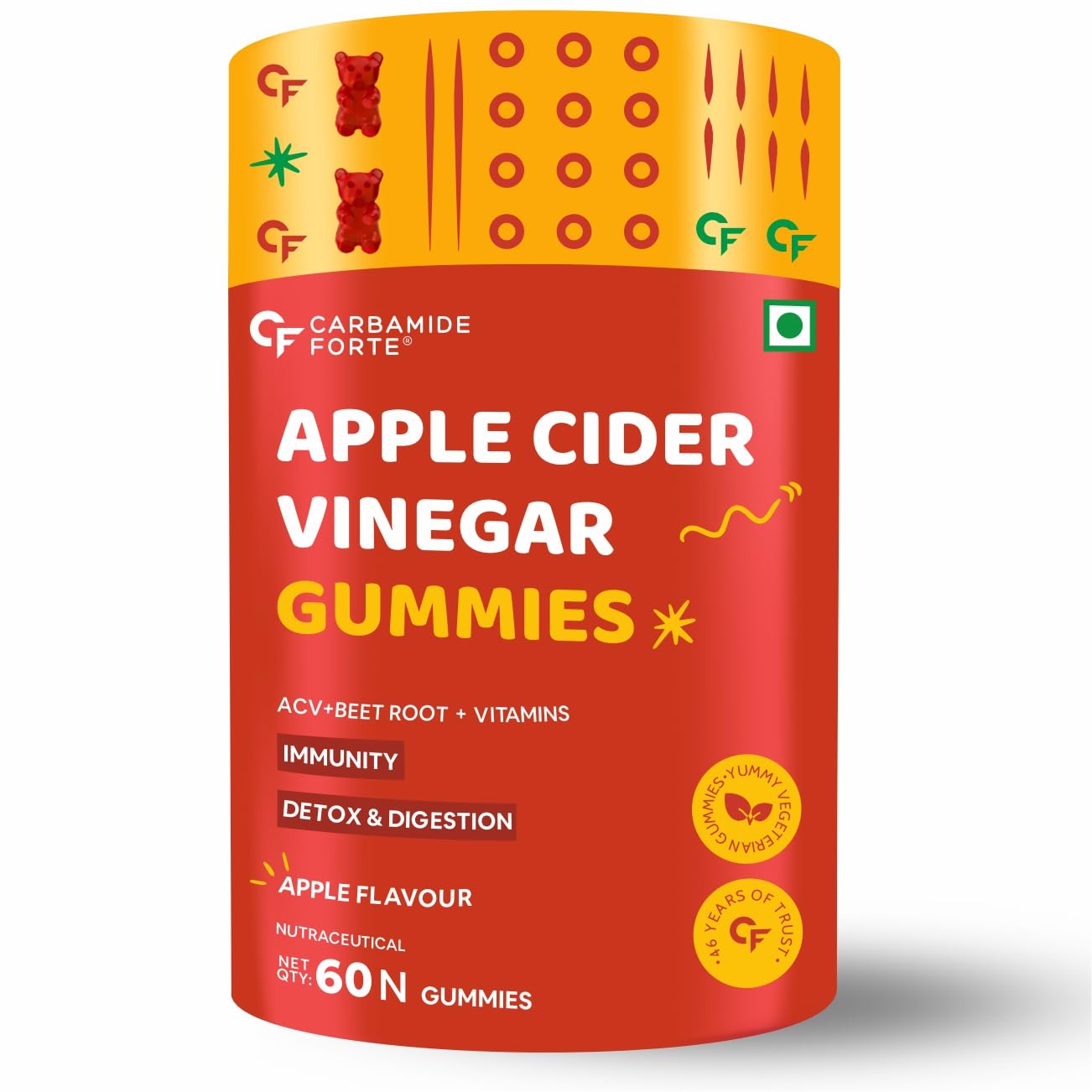 Carbamide Forte Apple Cider Vinegar Gummies with Vitamin D & E Gummies 60 – Vitamin Supplement
