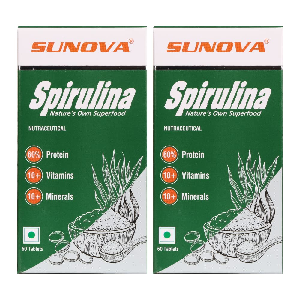 Sunova Organic Spirulina Tablets 60 – Arthrospira platensis