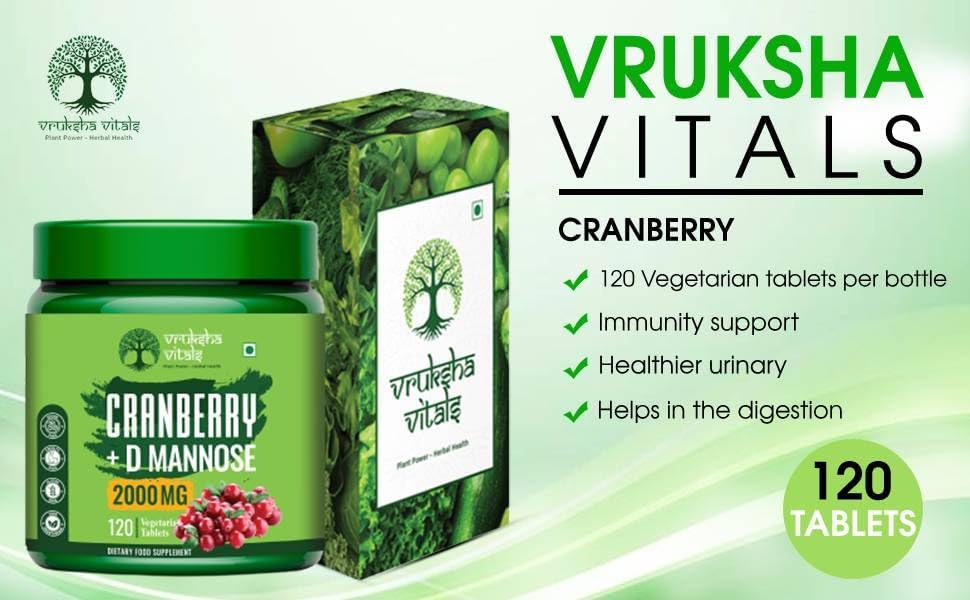 Vruksha Vitals Cranberry & D-Mannose Tablets 120 – Ayurvedic Herb