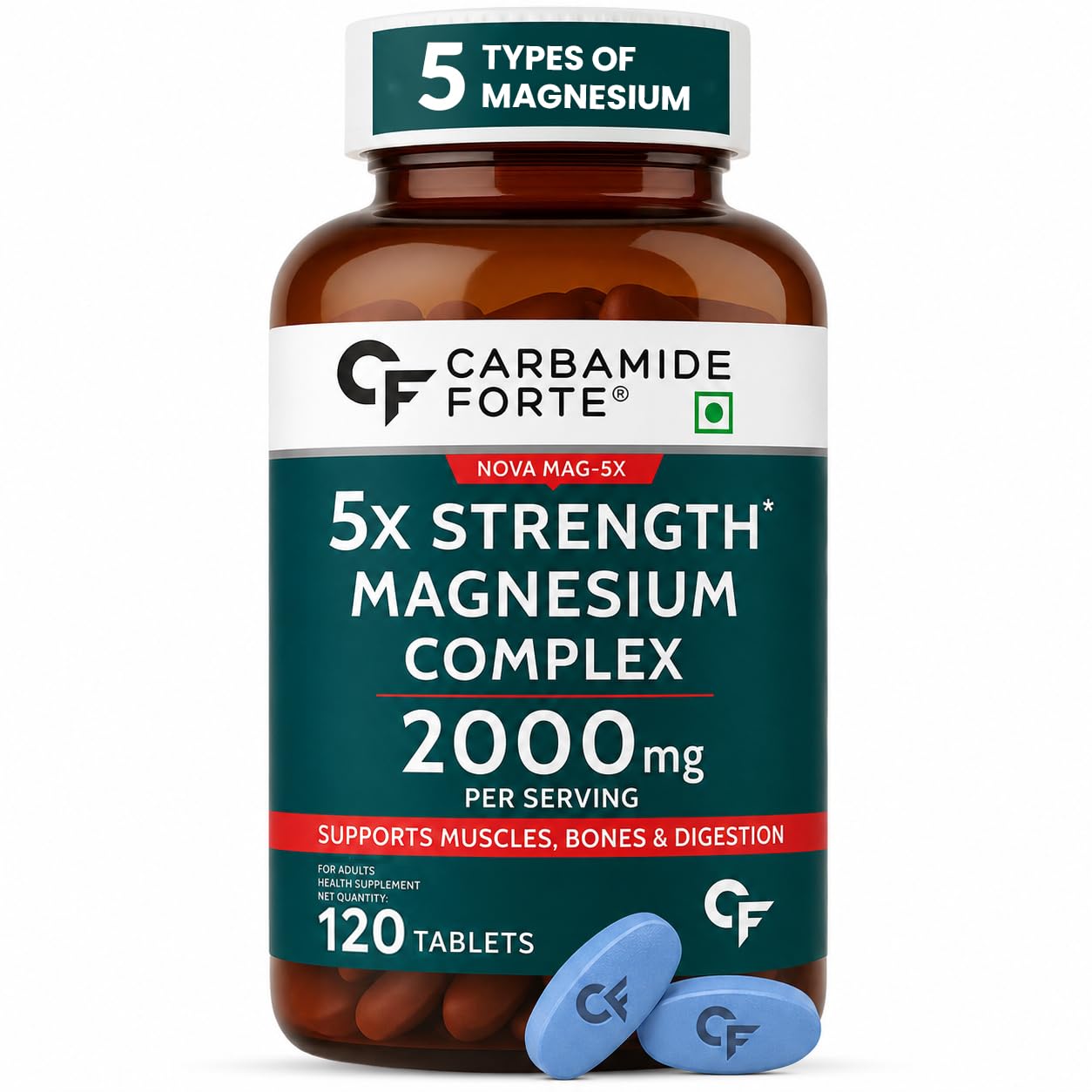Carbamide Forte Magnesium Glycinate + Citrate 5X 2000mg Tablets – Vegetarian Mineral