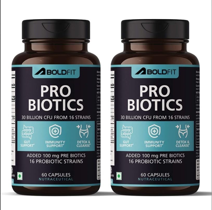 Boldfit Probiotics CFU, 16 Strains 60 Veg 30Billion Capsules 60 – Ayurvedic Herb
