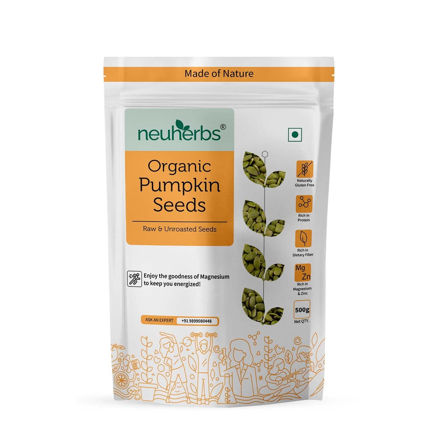 Neuherbs Raw Pumpkin Seeds Capsules 200g – Cucurbita pepo