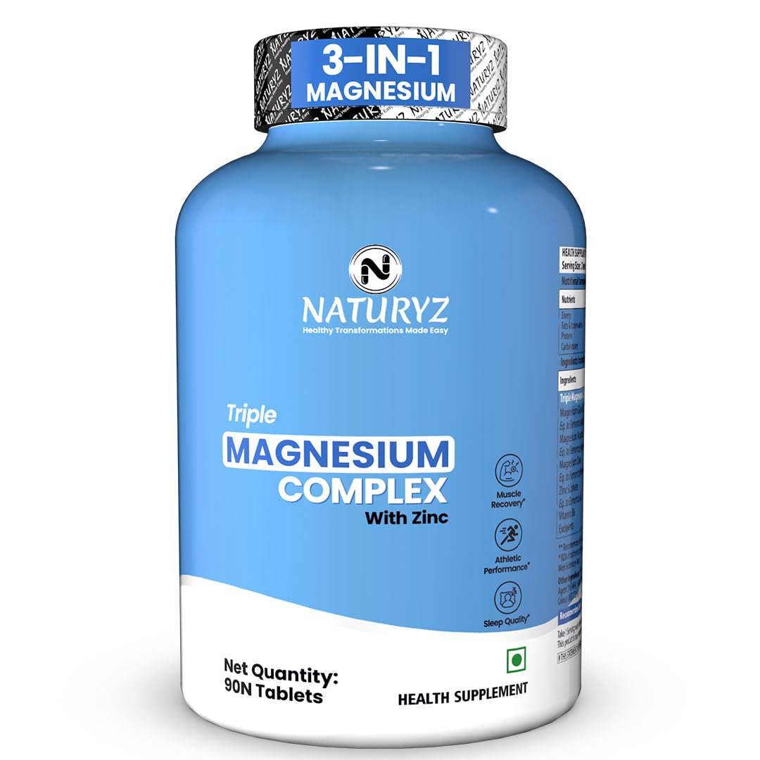 Naturyz Triple 3-in-1 Magnesium Complex + Zinc 1736mg Tablets – Vegetarian Mineral