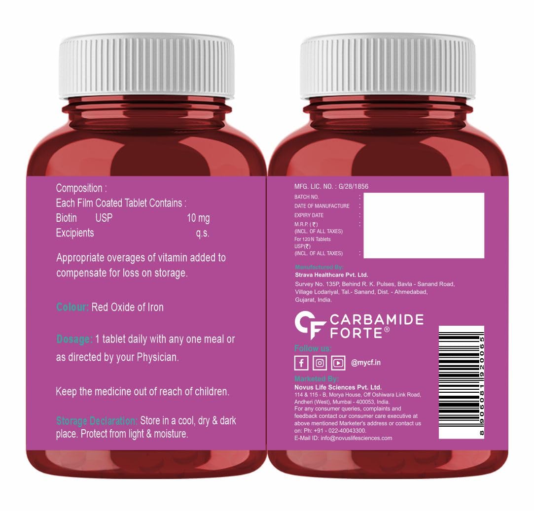 Carbamide Forte Biotin 10000mcg Tablets 120 – Ayurvedic Herb