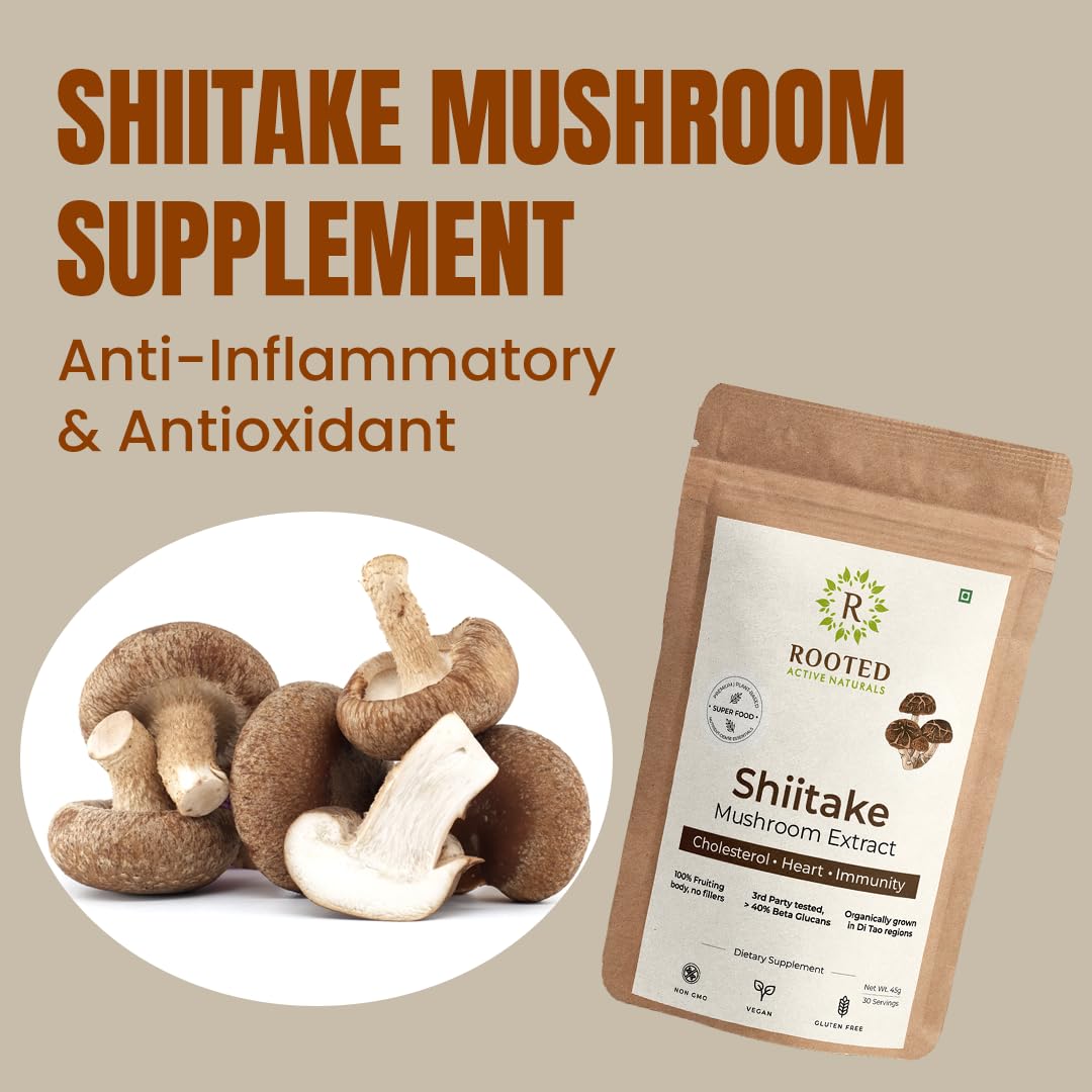 Rooted Actives Shiitake Mushroom Powder 45g – Lentinula edodes