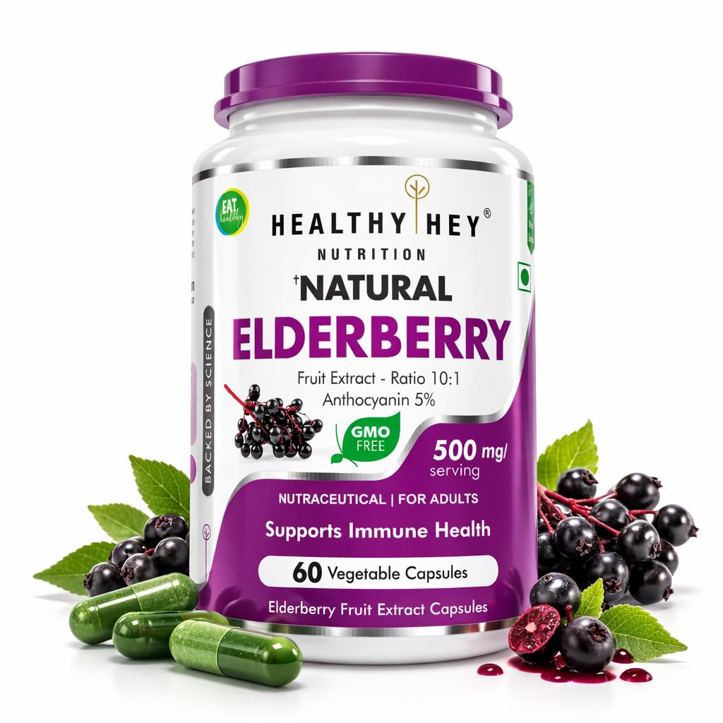 HealthyHey Nutrition Natural Elderberry Extract Capsules 60 – Sambucus nigra