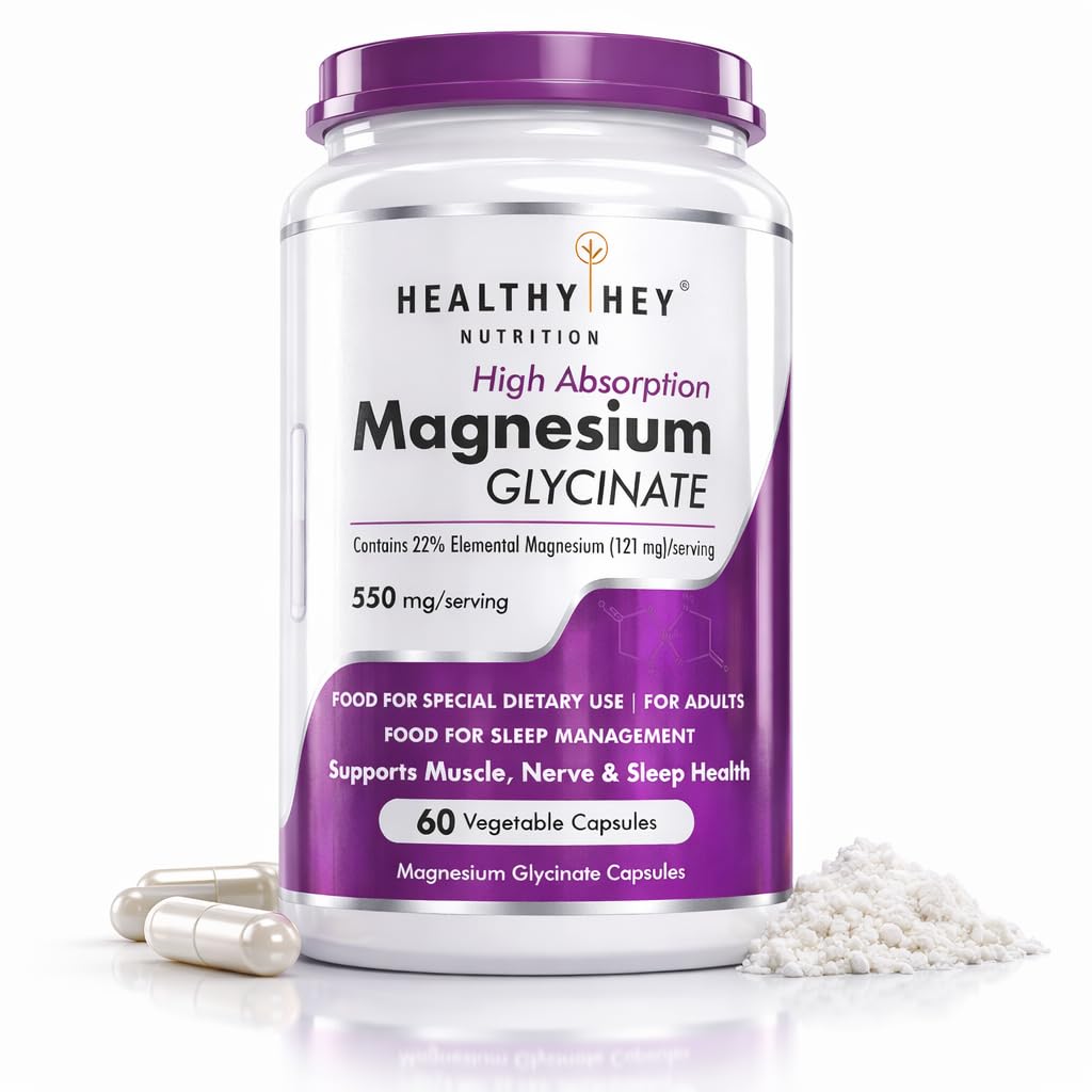 HealthyHey Nutrition Magnesium Glycinate Capsules – Vegetarian Mineral