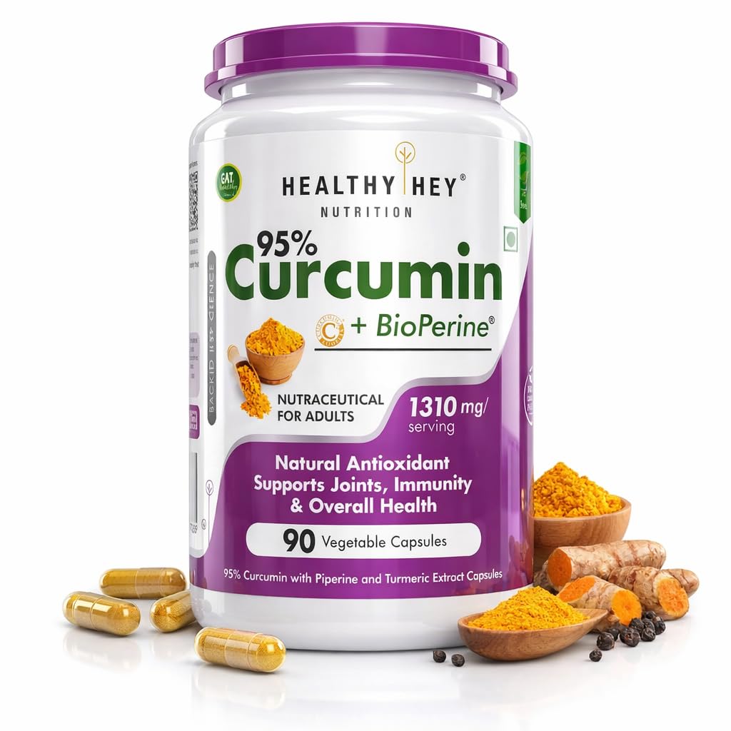 HealthyHey Nutrition Curcumin with Bioperine Capsules – Curcuma longa
