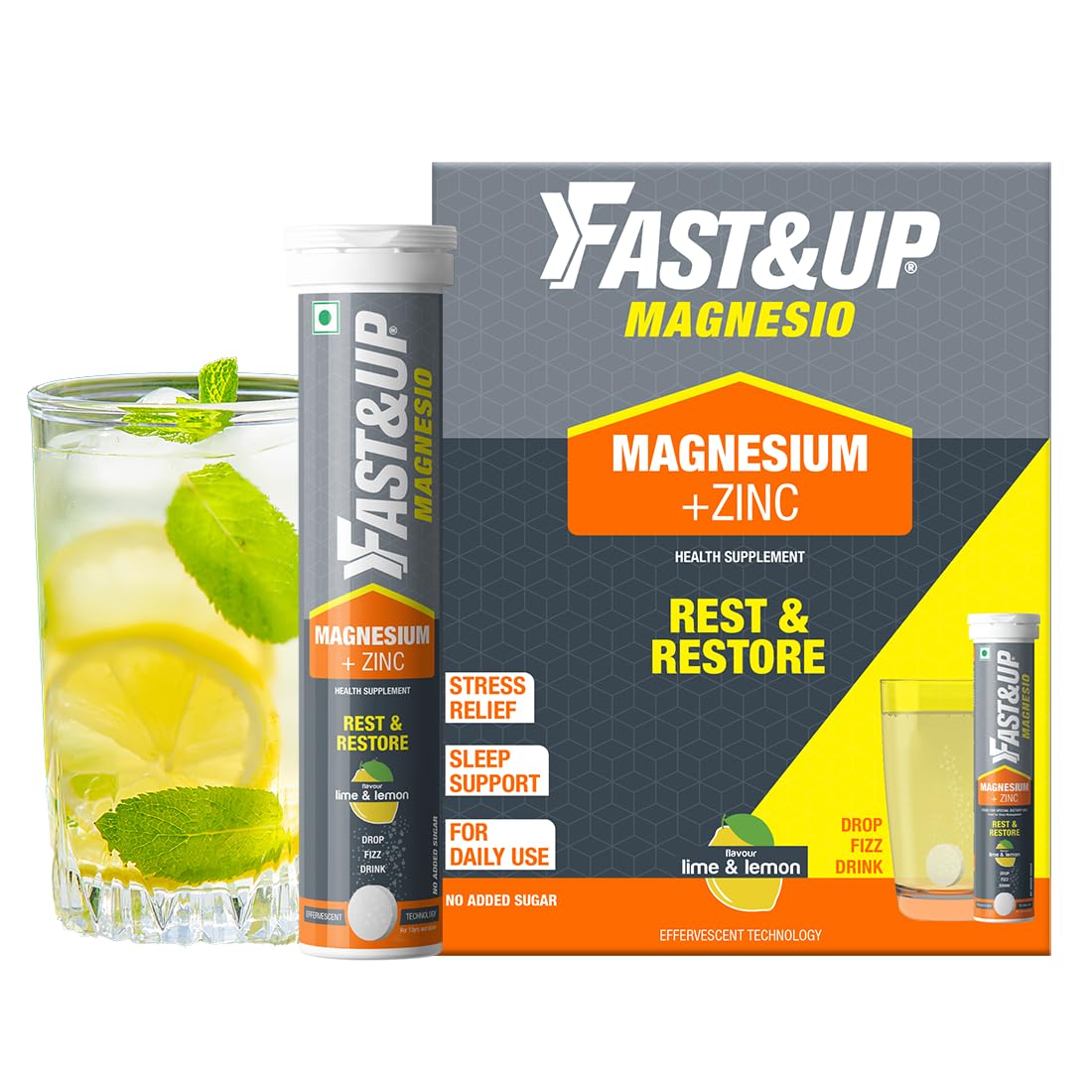 Fast&Up Magnesio Magnesium + Zinc Effervescent Tablets 20 – Vegetarian Mineral