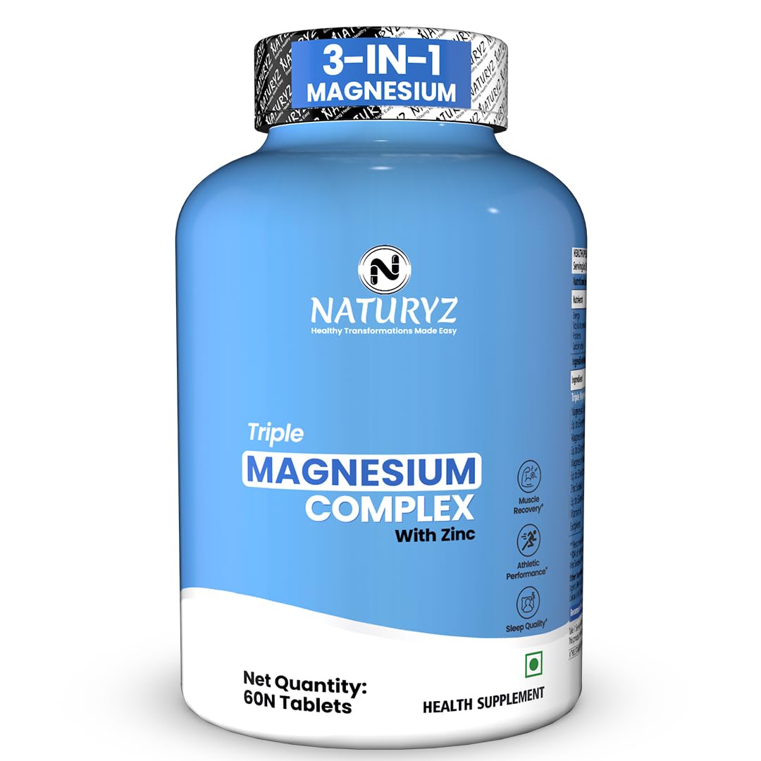 Naturyz Triple 3-in-1 Magnesium Complex + Zinc 1736mg Tablets – Vegetarian Mineral