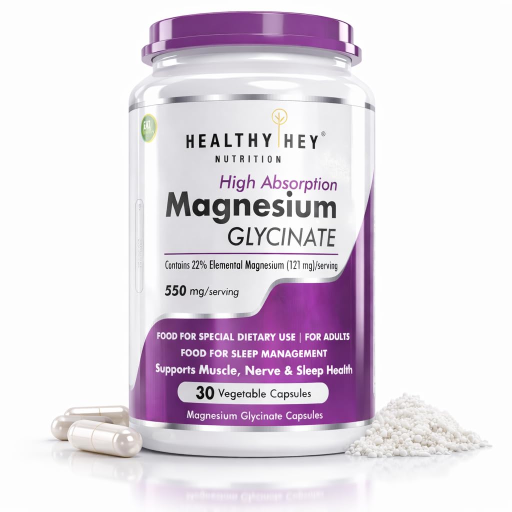 HealthyHey Nutrition Magnesium Glycinate Capsules – Vegetarian Mineral