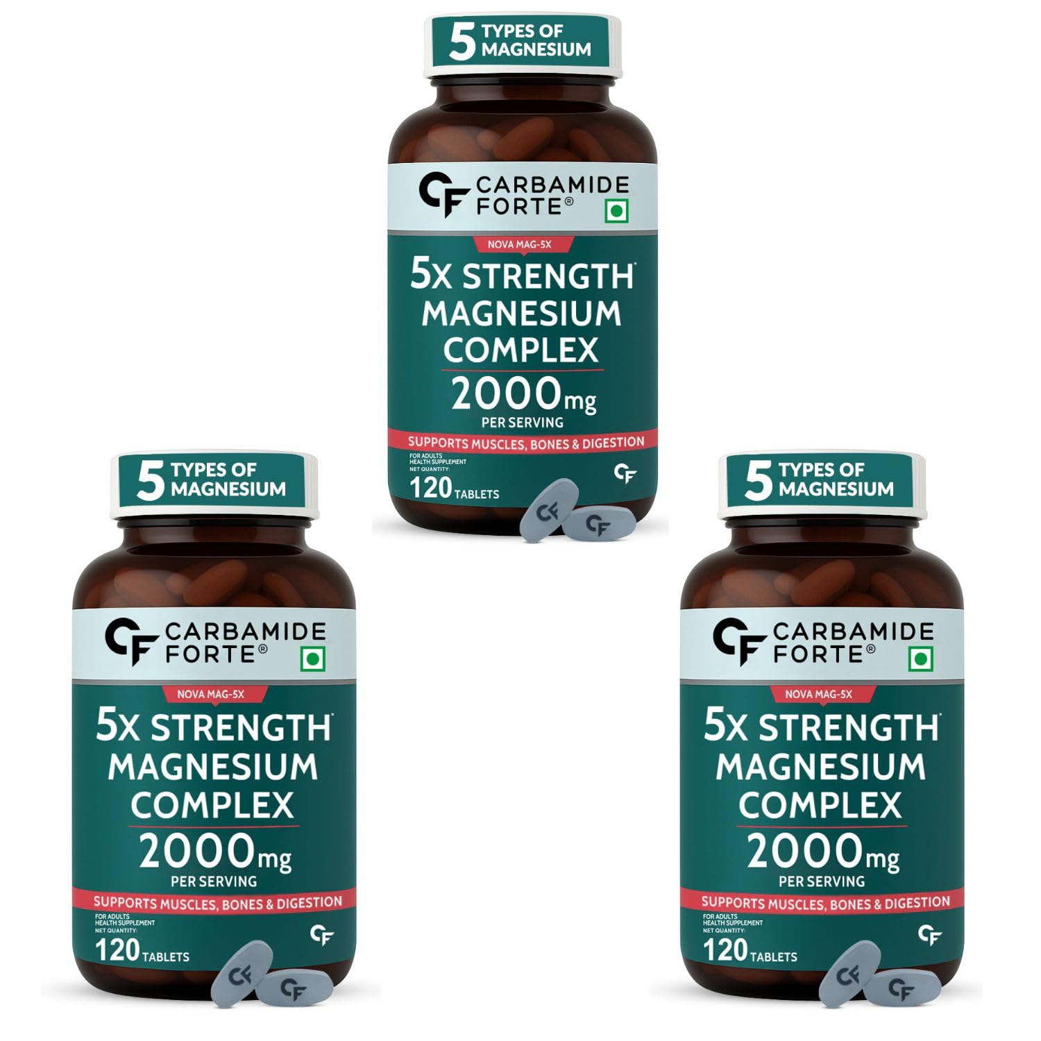 Carbamide Forte Magnesium Glycinate + Citrate 5X 2000mg Tablets – Vegetarian Mineral
