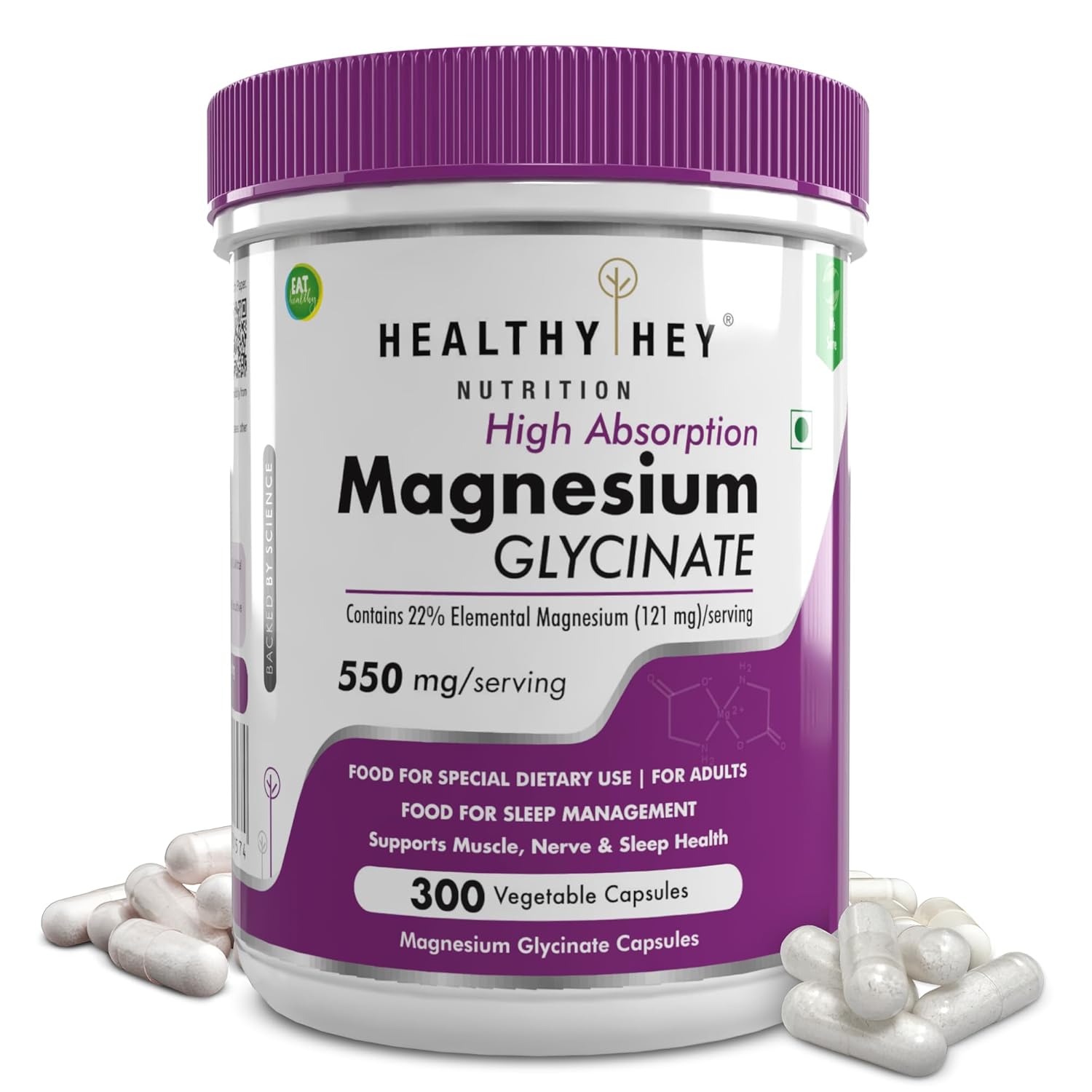 HealthyHey Nutrition Magnesium Glycinate Capsules – Vegetarian Mineral