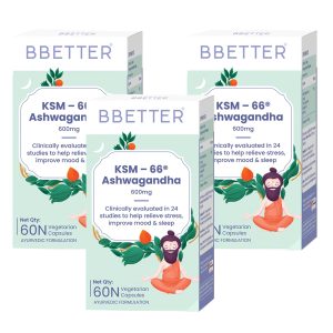 BBetter Ashwagandha KSM-66 Capsules 120 – Withania somnifera