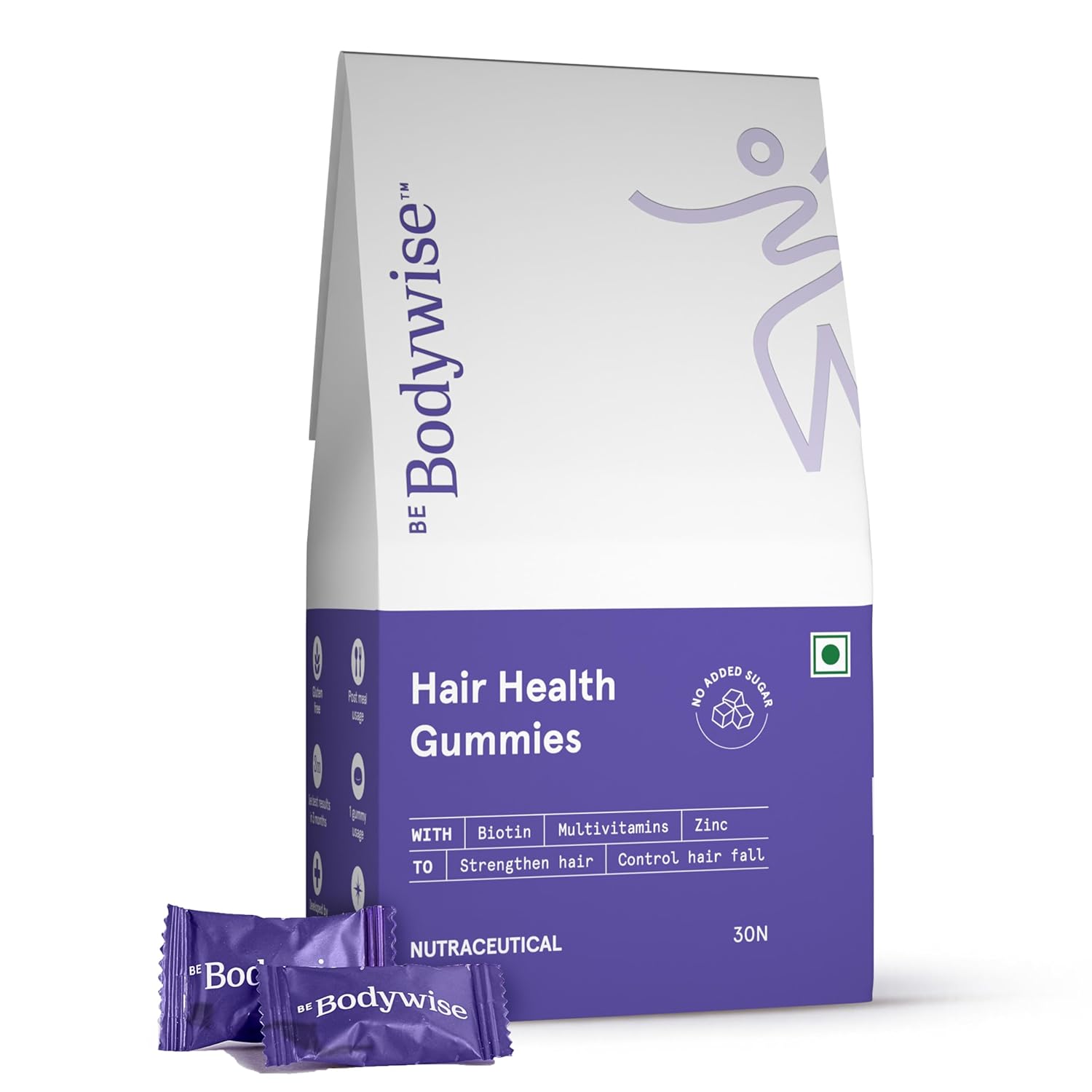 Be Bodywise Biotin Hair Gummies with Zinc & Folic Acid Gummies – Vegetarian Mineral