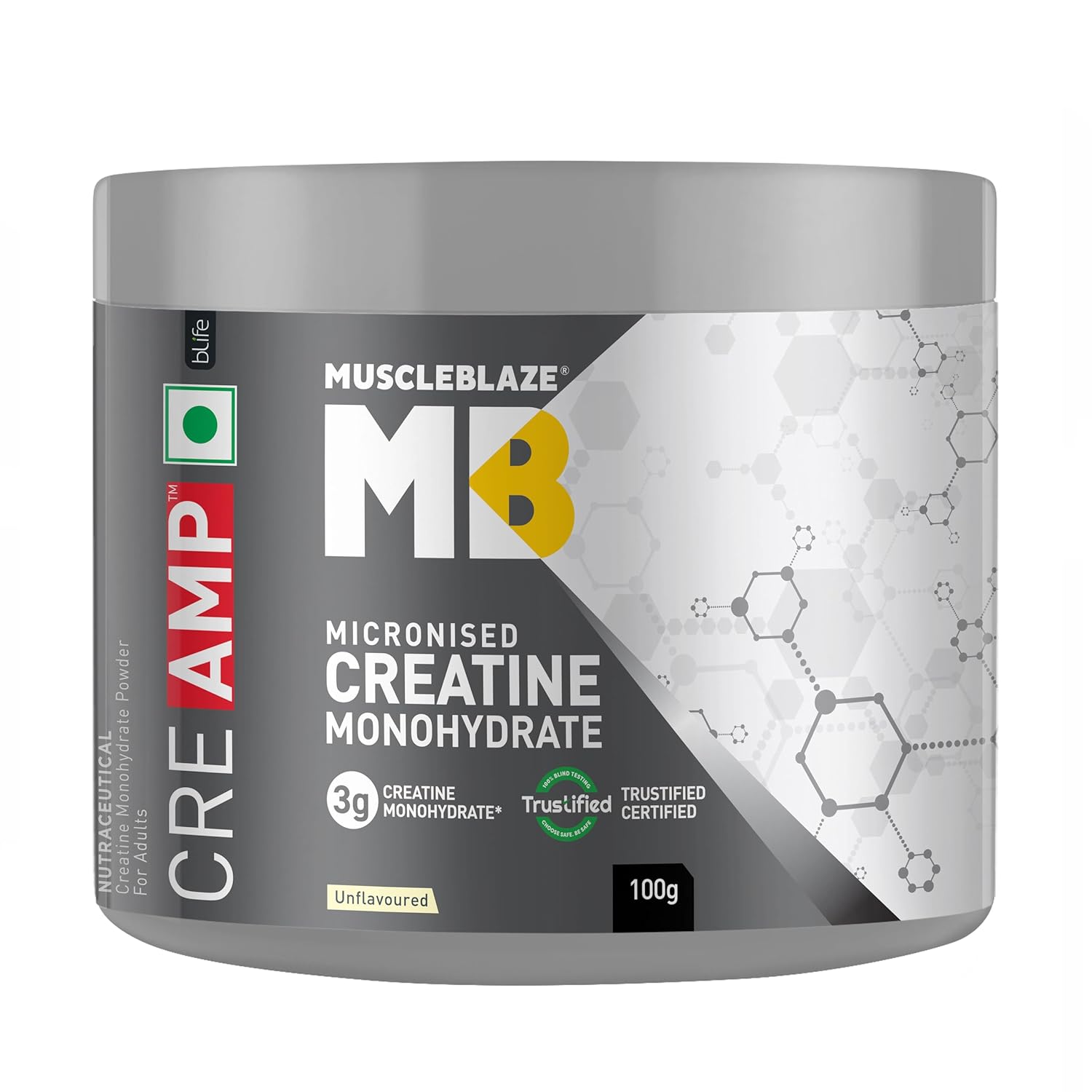 MuscleBlaze Micronised Creatine Monohydrate CreAMP Capsules 100g – Amino Acid