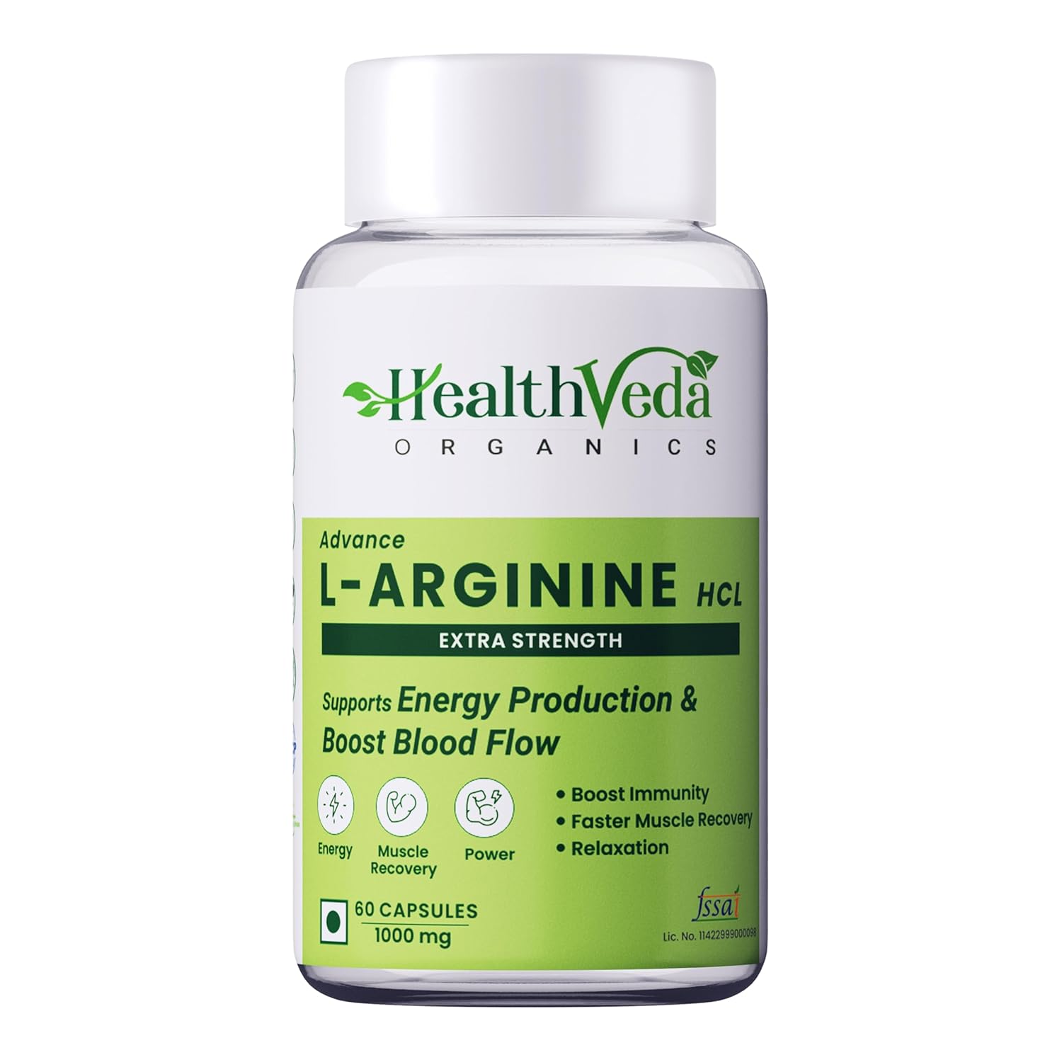 Health Veda L-Arginine with Chromium 1000mg Capsules 60 – Vegetarian Mineral