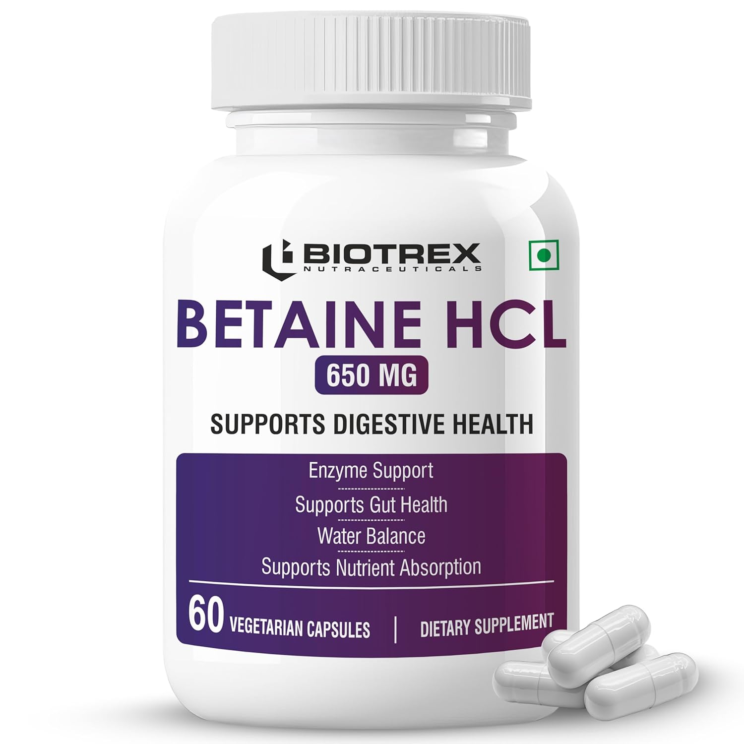 Biotrex Betaine HCL with Pepsin 650mg Capsules 60 – Ayurvedic Herb