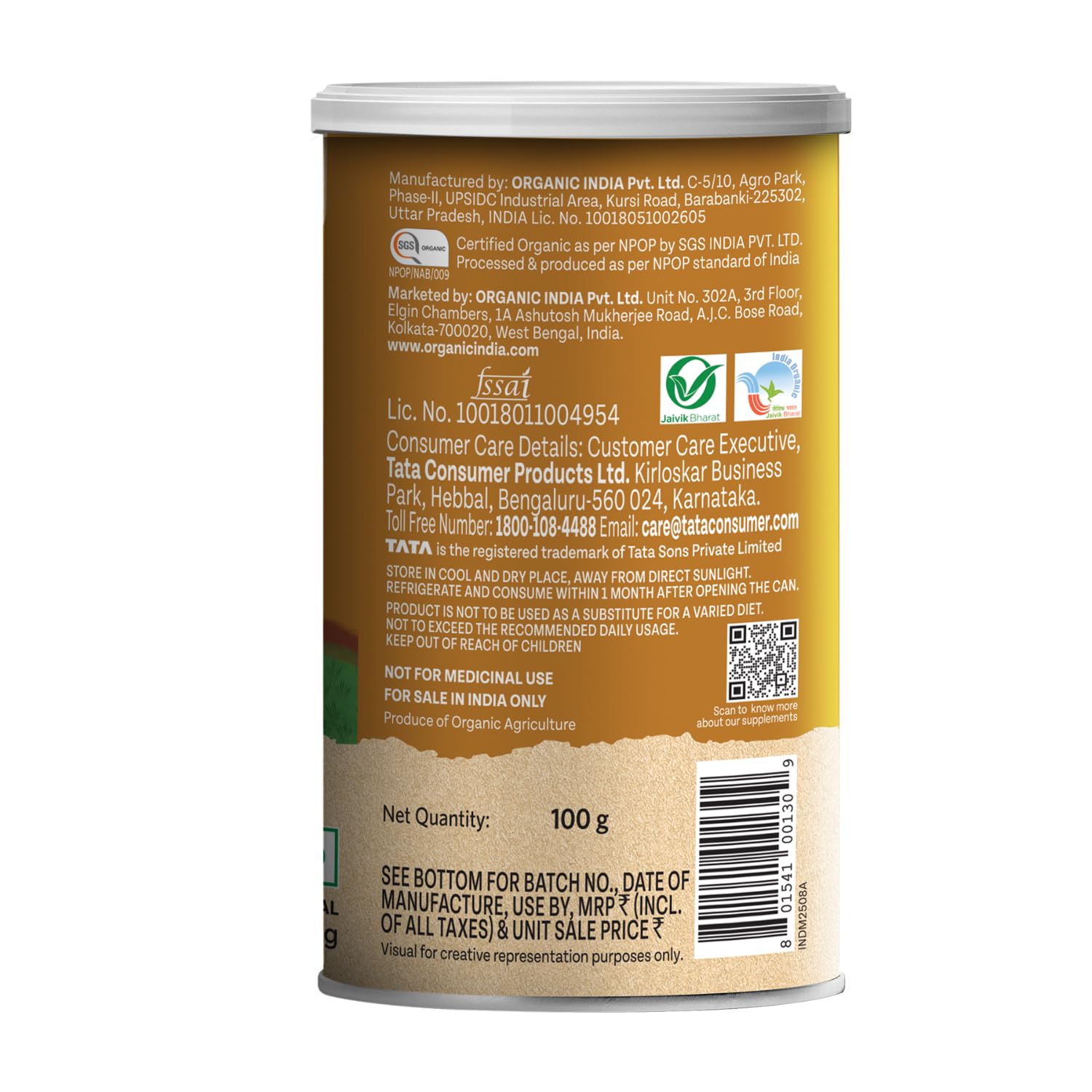 Organic India Sat Isabgol Psyllium Husk Capsules 100g – Plantago ovata