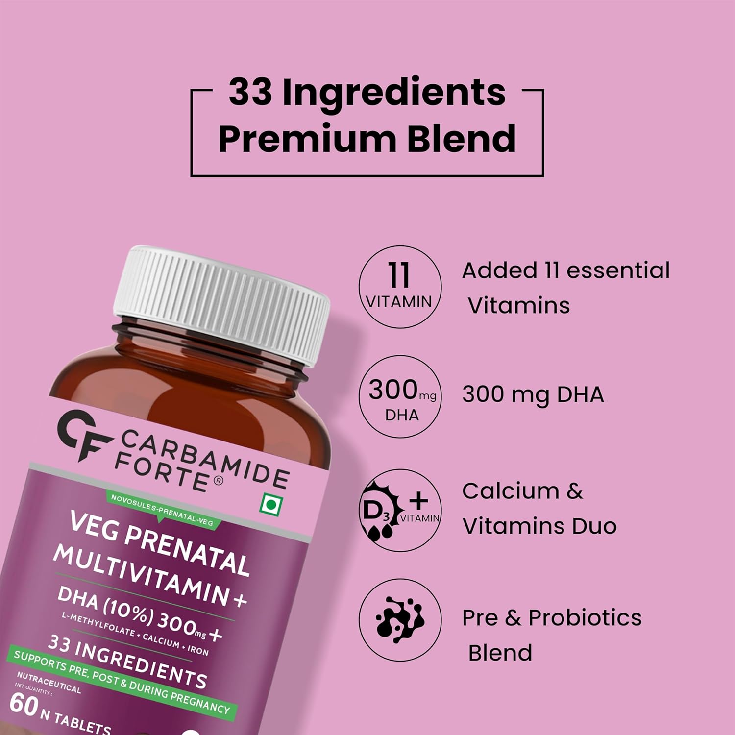 Carbamide Forte Veg Prenatal Multivitamin Tablets – Vitamin Supplement