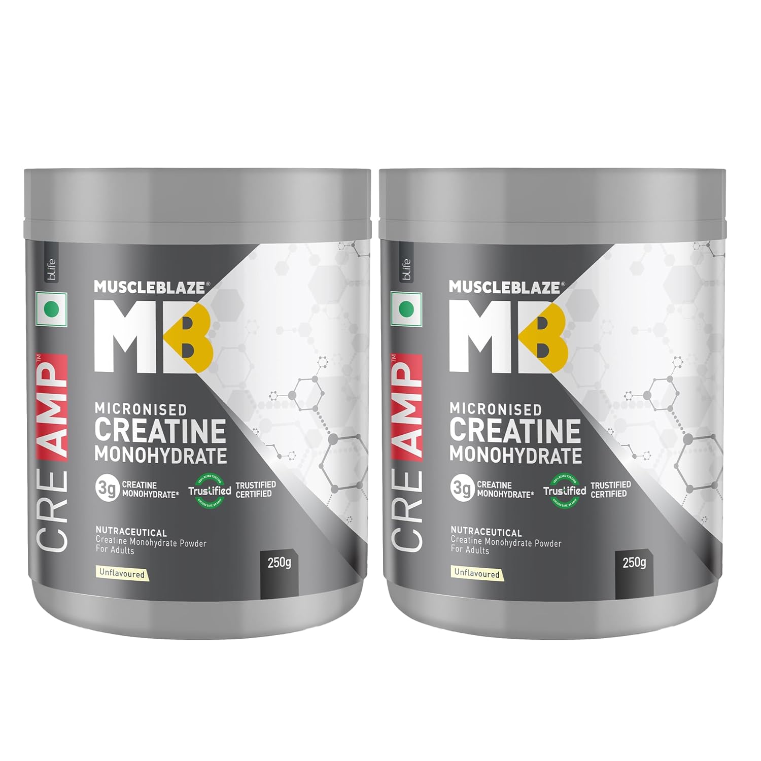 MuscleBlaze Micronised Creatine Monohydrate CreAMP Capsules 100g – Amino Acid